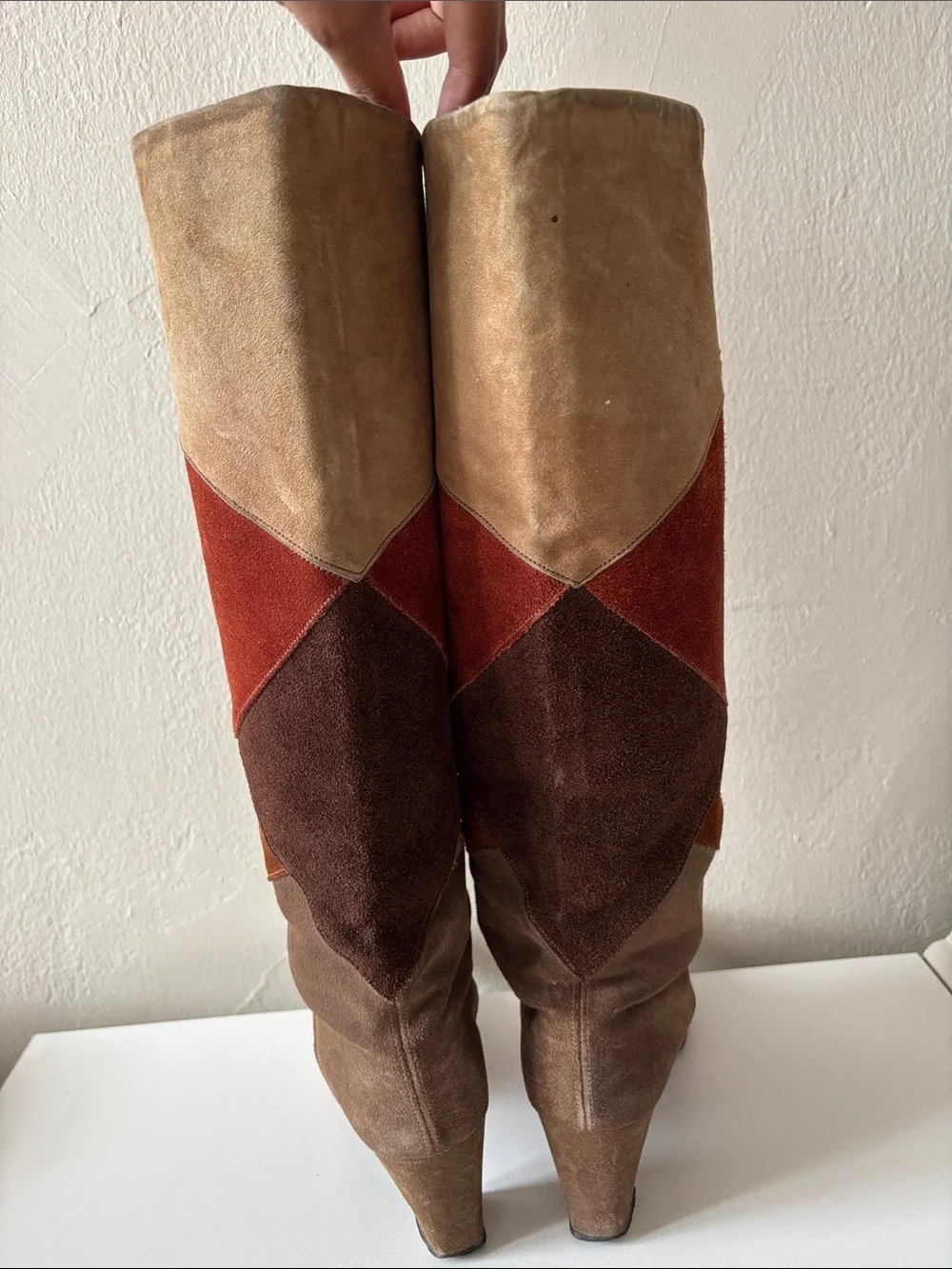 Vintage Patchwork Suede Boots